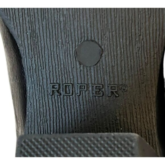 ROPER Sarah Leather Tooled-Inlay Embroidered Black/ Brown Ankle Boots Women-6.5 - Picture 15 of 16